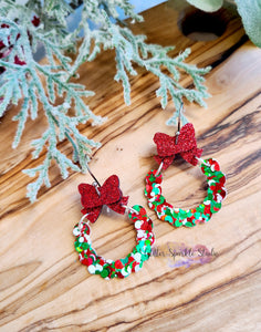 Pair of Arched Mini 1.5 inch Ribbon Wreaths Earring Steel Rule Die