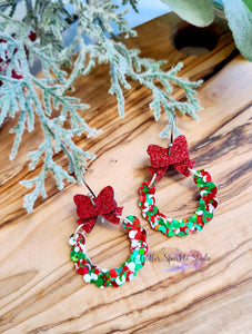 Pair of Arched Mini 1.5 inch Ribbon Wreaths Earring Steel Rule Die