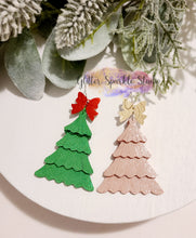 Load image into Gallery viewer, Quad Layer Fringed Christmas Tree with Star &amp; Ribbon Toppers Earring or Pendant Steel Rule Combo Die