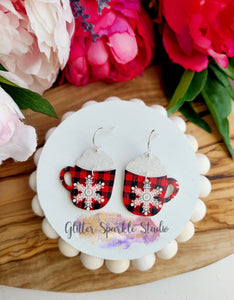 1.5 inch Pair of Mirrored Cappuccino Mugs Dangling multi cut Steel Rule Die for petite earring or appliques