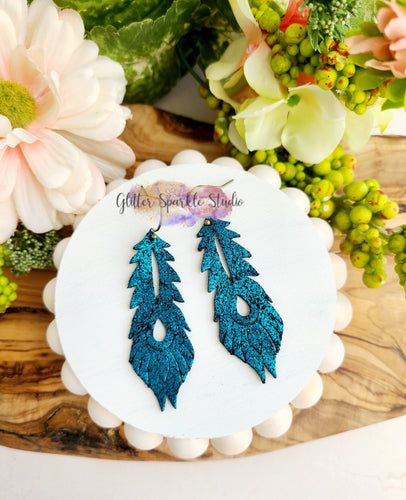 Pair of Peacock Quills Feather Earring or Pendant Steel Rule Combo Die