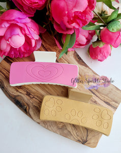 4ish Embossed Puppy Love Paw Print & Infinity Heart Claw Clip Cover -Two Piece Covers multi cut Steel Rule Die