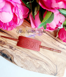 Embossed LOVE Messy Bun Hair Stick Ponytail Cuff Steel Rule Die
