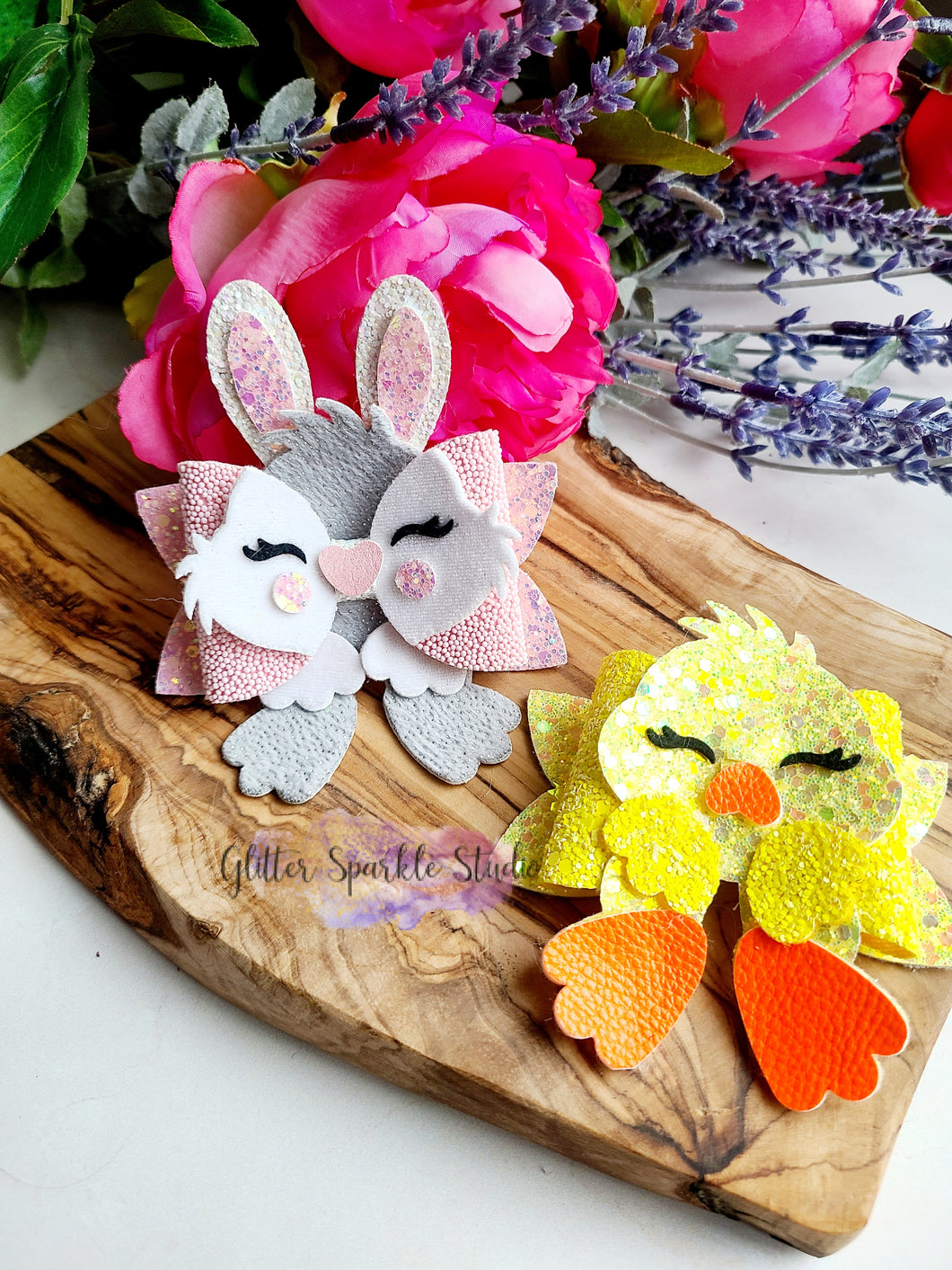 3.5 Inch Diva, Bunny & Chick with Lashes Easter Bow Steel Rule Die