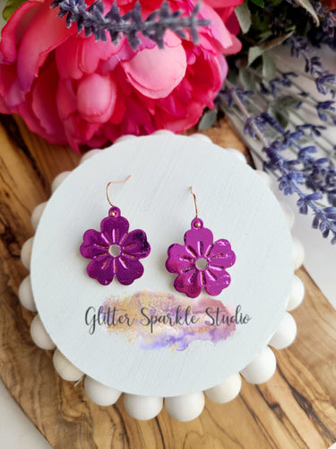 Pair of Tiny Embossed Violet flower Earring Steel Rule Die