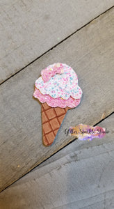 2 inch Ice Cream Cone with bow Steel Rule Die for appliques or snap clips