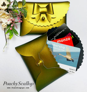 Plus/Pro Only - Scalloped Franchi Pouchy With Bow No glue & No sew Card, Coin or mask Holder Mini Wallet Key Chain Steel Rule Die