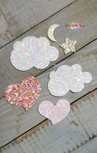 Clouds, star, moon and hearts Applique or Snap Clips multi cut Steel Rule Combo Die