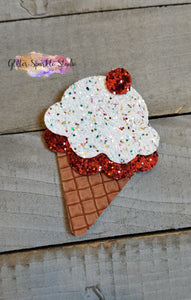 3.25 inch Ice Cream Cone with cherry Steel Rule Die for appliques or snap clips