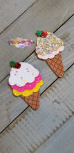 Load image into Gallery viewer, 3 inch Double and Triple Scoop Ice Cream Cones with Cherry on top Steel Rule Die for appliques or snap clips