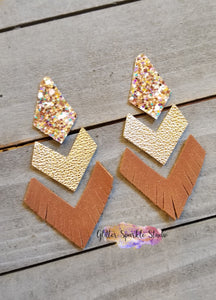 Pair of Triple Tiered Fringe Bottom Steel Rule earring or pendant Die