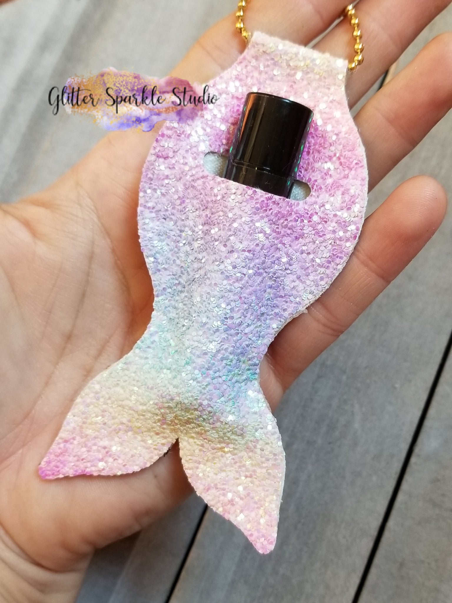 Pink Mermaid Tail Glitter Keychain 