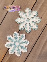 Load image into Gallery viewer, 2 Piece Snowflake with Round Center Steel Rule Die for earring, appliques or snap clips