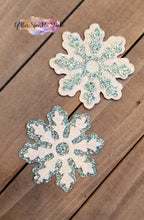 Load image into Gallery viewer, 2 Piece Snowflake with Round Center Steel Rule Die for earring, appliques or snap clips