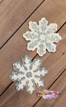 Load image into Gallery viewer, 2 Piece Snowflake with Round Center Steel Rule Die for earring, appliques or snap clips