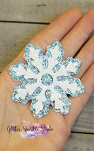 Load image into Gallery viewer, 2 Piece Snowflake with Round Center Steel Rule Die for earring, appliques or snap clips