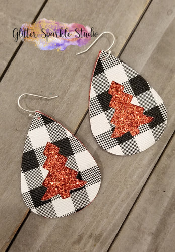 Double Layer Holiday Tree Teardrop Earrings Steel Rule Die