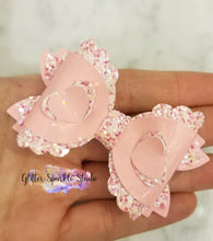 Load image into Gallery viewer, 3.5 inch Scalloped 3-D Tilted Tiny Hearts Bow Steel Rule COMBO Die