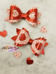 4 inch Scalloped Peek-a-Boo Heart Bow Steel Rule COMBO Die