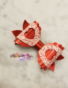 4 inch Scalloped Peek-a-Boo Heart Bow Steel Rule COMBO Die