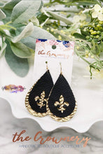 Load image into Gallery viewer, Double Layer Fleur de Lys cut out Teardrop Earrings Steel Rule Die