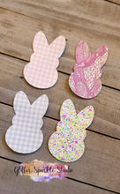 Load image into Gallery viewer, Quad Cut Peep Bunny Silhouettes Steel Rule Die for appliques