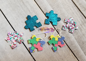 Autism Awareness Double Layer Puzzle Piece cut out Teardrop Earrings Steel Rule Die