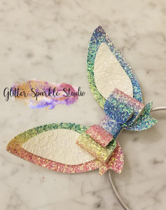 4 inch Fancy Fold Over Headband Layered Bunny Ear Steel Rule Die