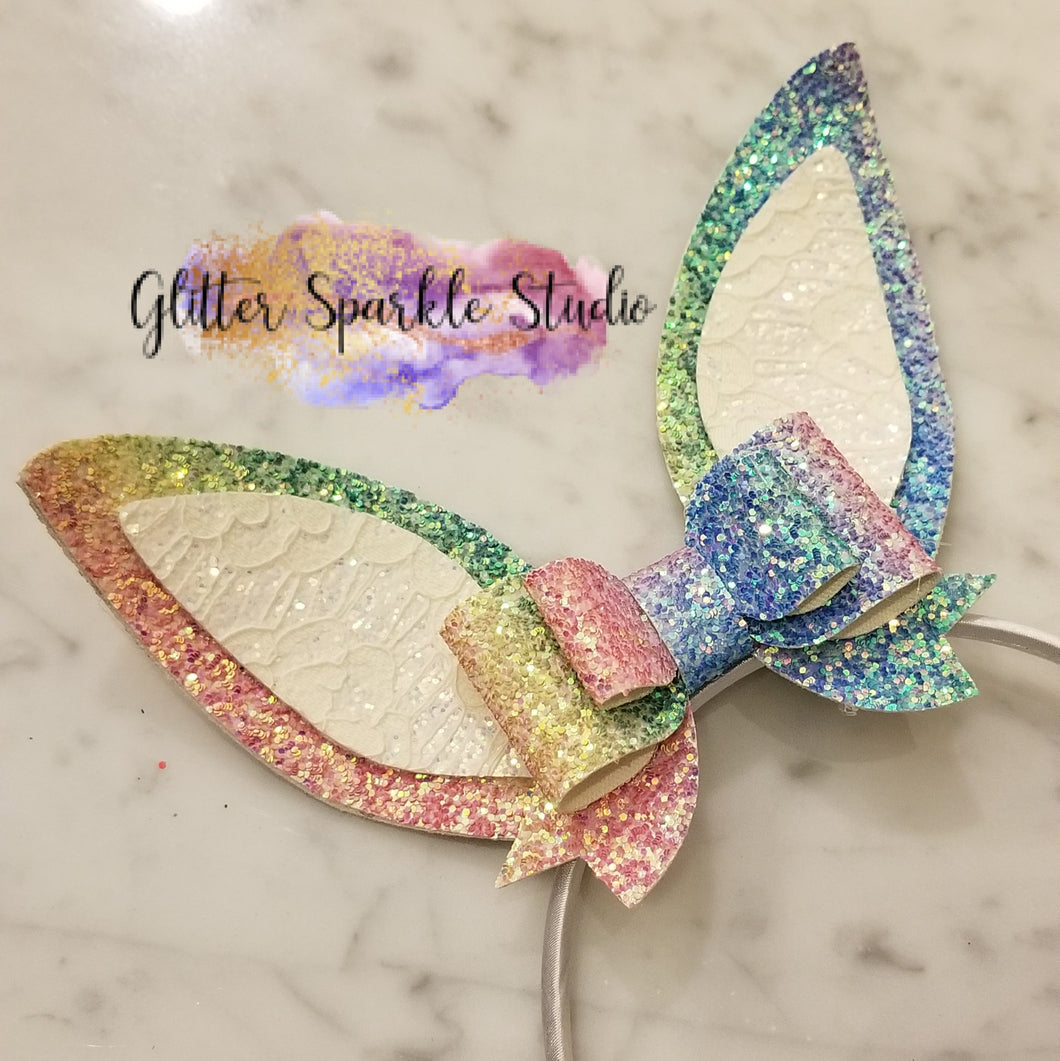 4 inch Fancy Fold Over Headband Layered Bunny Ear Steel Rule Die