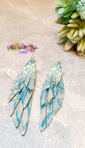 Triple layered Fairy Feather Fringe Wings Earring or Pendant Steel Rule Combo Die