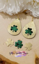 Load image into Gallery viewer, Double Layer Shamrock Clover cut out Teardrop Earrings Steel Rule Die