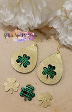 Load image into Gallery viewer, Double Layer Shamrock Clover cut out Teardrop Earrings Steel Rule Die