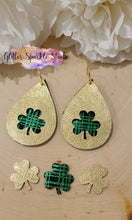 Load image into Gallery viewer, Double Layer Shamrock Clover cut out Teardrop Earrings Steel Rule Die