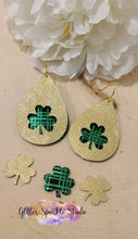 Load image into Gallery viewer, Double Layer Shamrock Clover cut out Teardrop Earrings Steel Rule Die