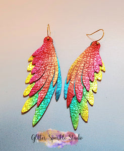 Double Layered Macaw Parrot Feather Fringe Wings Earring or Pendant Steel Rule Combo Die