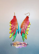 Load image into Gallery viewer, Double Layered Macaw Parrot Feather Fringe Wings Earring or Pendant Steel Rule Combo Die