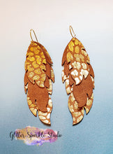 Load image into Gallery viewer, midi 3.6, 3 &amp; 2 inch Chubby Triple Layer Feathers Earring or Pendant Steel Rule Combo Die