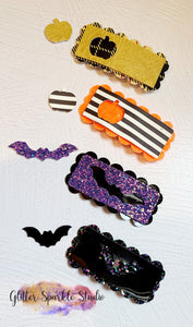 Spooky Scalloped Rectangle snap clip multi cut Steel Rule Die