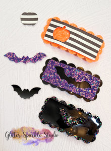 Spooky Scalloped Rectangle snap clip multi cut Steel Rule Die