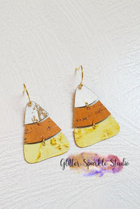 Easy Cut Pair of Petite 1.5 Inch Candy Corn Dangle Earring Steel Rule Die