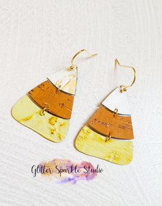 Easy Cut Pair of Petite 1.5 Inch Candy Corn Dangle Earring Steel Rule Die