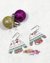 Load image into Gallery viewer, Pair of Petite 1.1 inch Ugly Christmas Sweater Earring Steel Rule Die