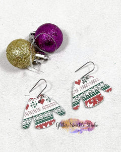 Pair of Petite 1.1 inch Ugly Christmas Sweater Earring Steel Rule Die