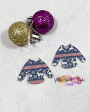 Load image into Gallery viewer, Pair of Petite 1.1 inch Ugly Christmas Sweater Earring Steel Rule Die