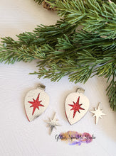 Load image into Gallery viewer, 2 inch Bethlehem Star Ornament Bulb Petite Double Layer Christmas Earrings Steel Rule Die