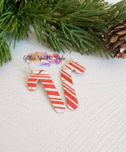 Load image into Gallery viewer, Pair of 2 inch Candy Cane Petite Christmas Earrings Steel Rule Die