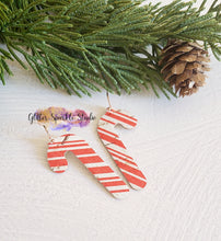 Load image into Gallery viewer, Pair of 2 inch Candy Cane Petite Christmas Earrings Steel Rule Die