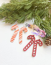 Load image into Gallery viewer, Two Pair of 2.5 inch Striped Cut out and Plain Candy Canes Christmas Earrings Steel Rule Die