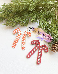 Two Pair of 2.5 inch Striped Cut out and Plain Candy Canes Christmas Earrings Steel Rule Die