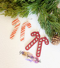 Load image into Gallery viewer, Two Pair of 2.5 inch Striped Cut out and Plain Candy Canes Christmas Earrings Steel Rule Die